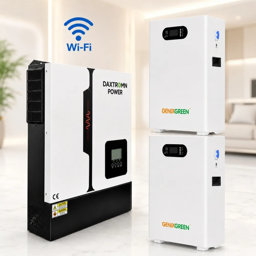 11 кВт LiFePO4 Комплект резервного живлення з Wi-Fi інвертор Daxtromn Power + 2 акумулятора 51,2V з LCD-дисплеєм Genix Green