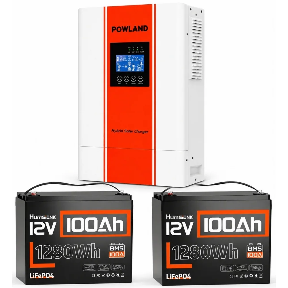 3,6 кВт Комплект резервного живлення Інвертор Powland + 2 акумулятори 12V/100Ah Humsienk з BMS для будинку, квартири