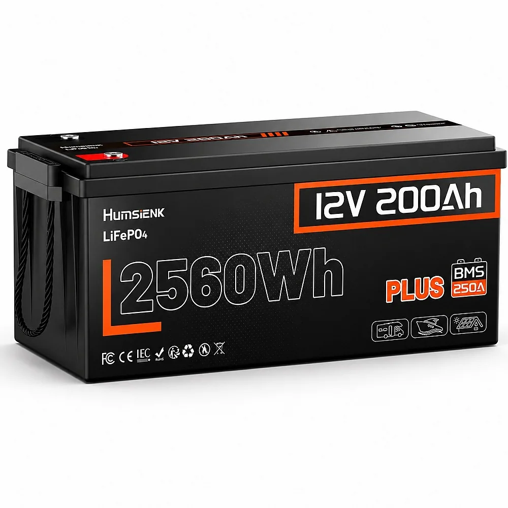 Lifepo4 12V/200Ah 250A BMS акумулятора Humsienk 2560 Вт*год, 250A BMS для систем резервного живлення