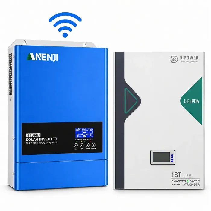 6,2 кВт LiFePO4 Комплект резервного живлення з Wi-Fi інвертор Anenji 6,2 кВт + 51,2V/100Ah акумулятор Dipower для квартир, офісу