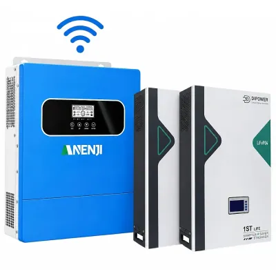 11 кВт LiFePO4 Комплект резервного живлення з Wi-Fi інвертор Anenji 11 кВт + 2 акумулятора 51,2V/100Ah Dipower для квартири, офісу