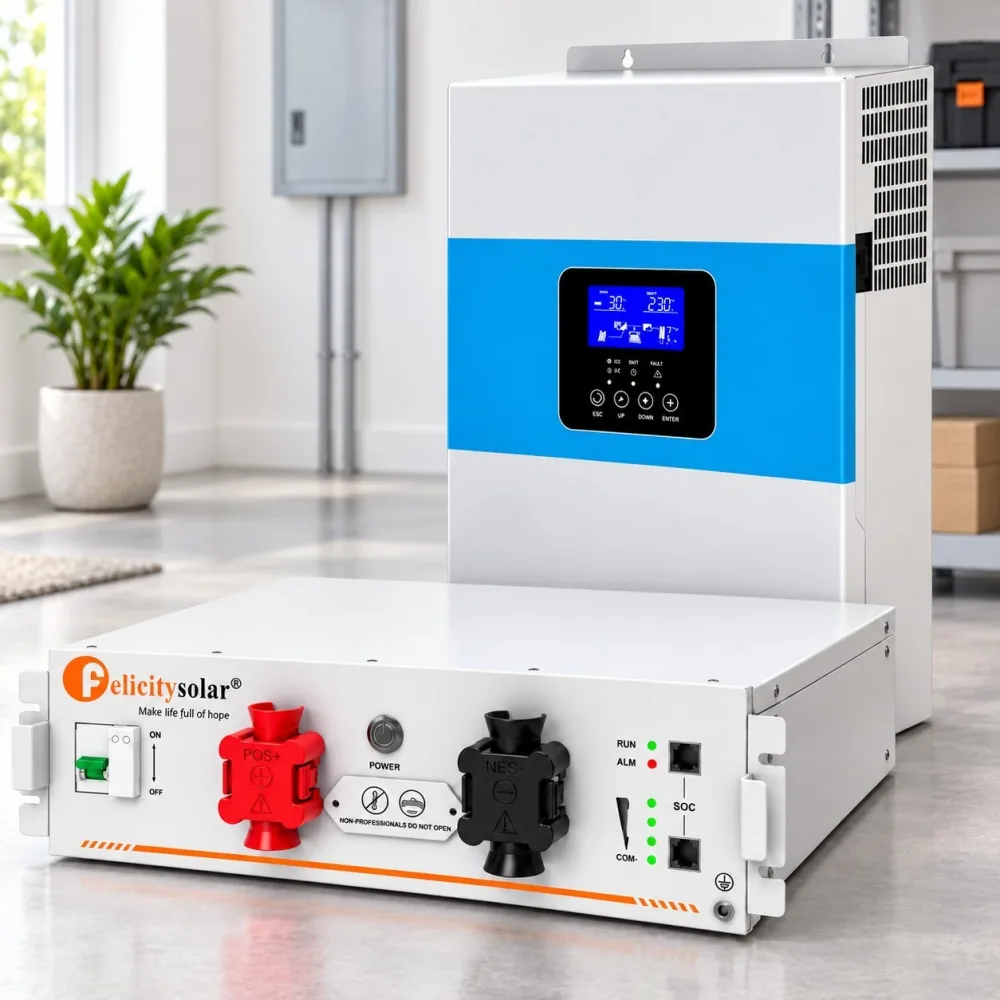 6.5 кВа LiFePO4 Felicity Solar Комплект резервного живлення: Гібридний інвертор Daxtromn SC-HFK-5500-48 + акумулятор FLA48100UG1
