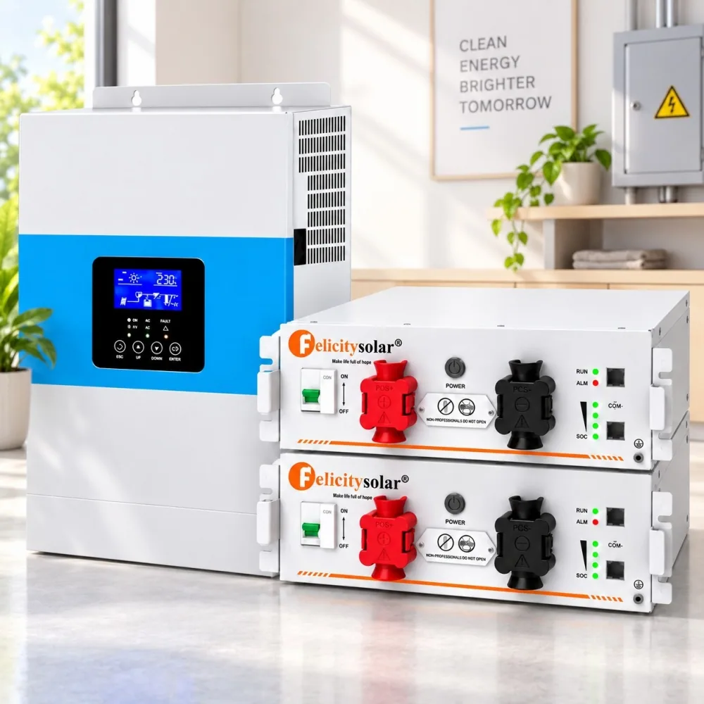 6.5 кВа LiFePO4 Felicity Solar Комплект резервного живлення:Гібридний інвертор Daxtromn SC-HFK-5500-48 + 2 акумулятора FLA48100UG1